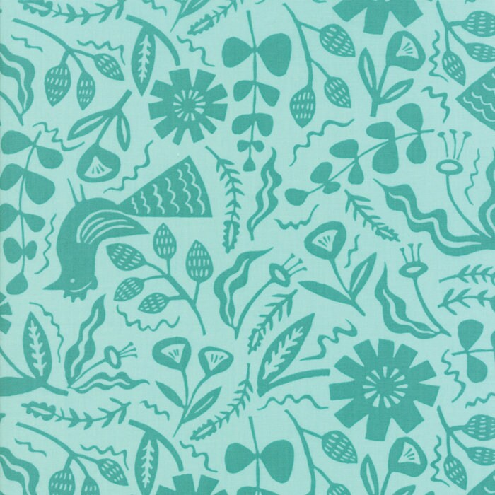 Yucatan Jungle in Seafoam, Annie Brady, 100% Cotton, Moda Fabrics, 16712 18