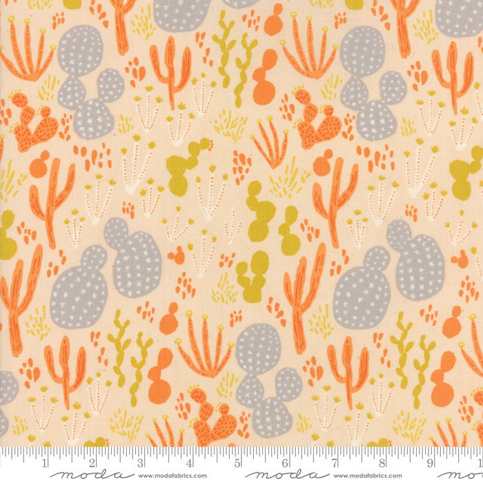 30-Inch Remnant Yucatan Cactus in Coral Sunrise, Annie Brady, 100% Cotton, Moda Fabrics, 16710 12