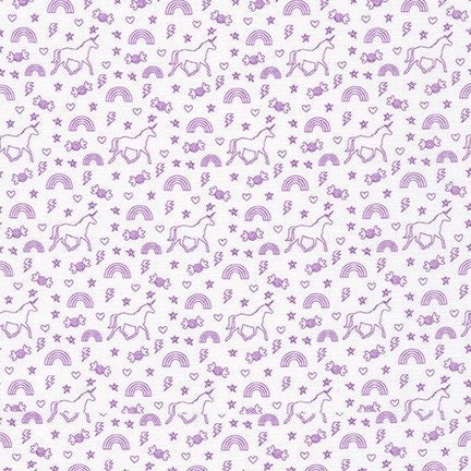 On the Lighter Side Happy Unicorn in Lavender, Studio RK, Robert Kaufman Fabrics, 100% Cotton Fabric, SRKD-18502-23 LAVENDER