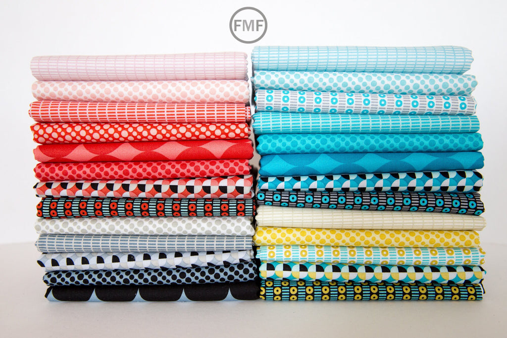 Uppercase Circular Logic Printing Press in Mustard and Black, Janine Vangool, Windham Fabrics, 100% Cotton Fabric, 50943-4