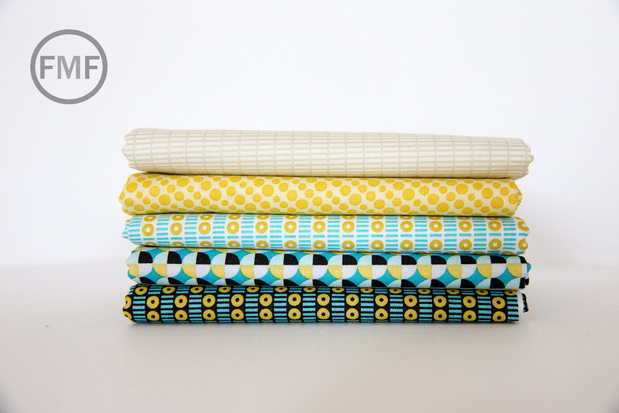 Uppercase Circular Logic Printing Press in Mustard and Black, Janine Vangool, Windham Fabrics, 100% Cotton Fabric, 50943-4