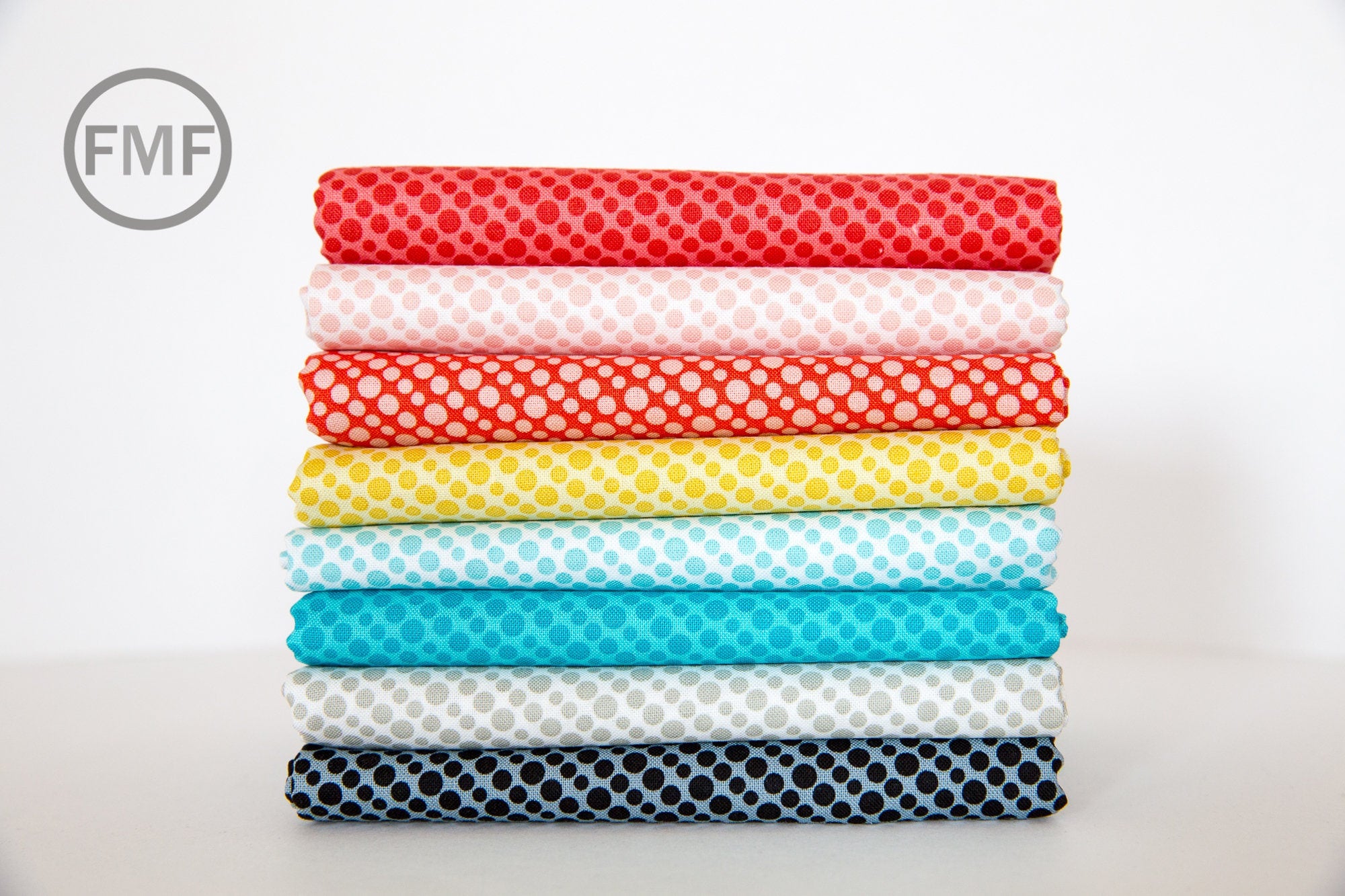 Uppercase Circular Logic Halftone in Tomato, Janine Vangool, Windham Fabrics, 100% Cotton Fabric, 50944-1