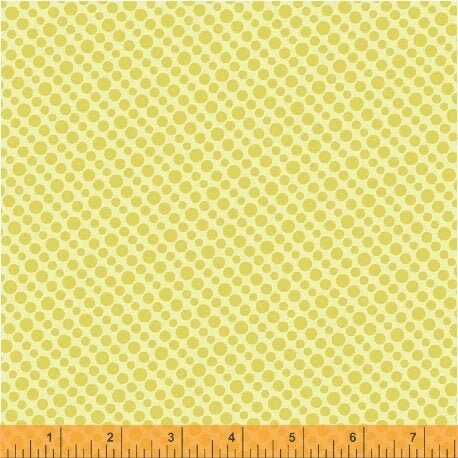 Uppercase Circular Logic Halftone in Mustard, Janine Vangool, Windham Fabrics, 100% Cotton Fabric, 50944-4