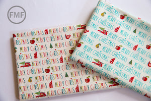 Oh What Fun Words in Blue Spruce, Sandy Gervais, 100% Cotton Fabric, Moda Fabrics, 17992 14