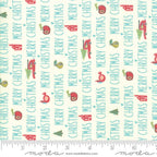Oh What Fun Words in Blue Spruce, Sandy Gervais, 100% Cotton Fabric, Moda Fabrics, 17992 14