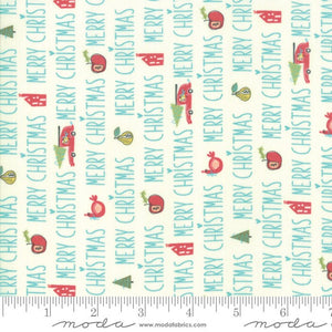 Oh What Fun Words in Blue Spruce, Sandy Gervais, 100% Cotton Fabric, Moda Fabrics, 17992 14