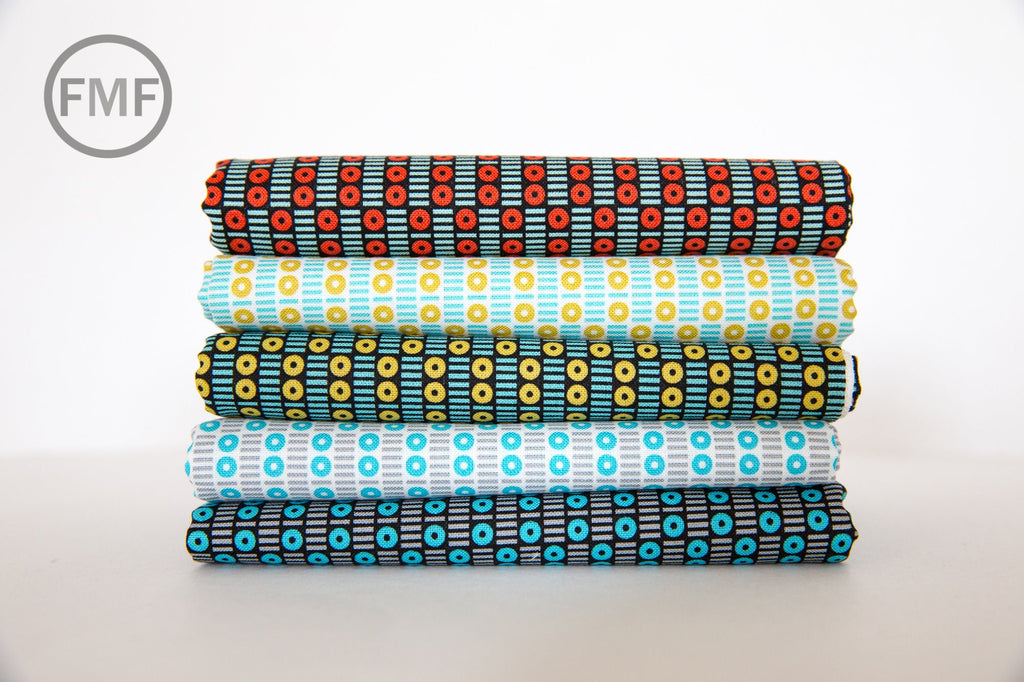 Uppercase Circular Logic Printing Press in Mustard and Black, Janine Vangool, Windham Fabrics, 100% Cotton Fabric, 50943-4