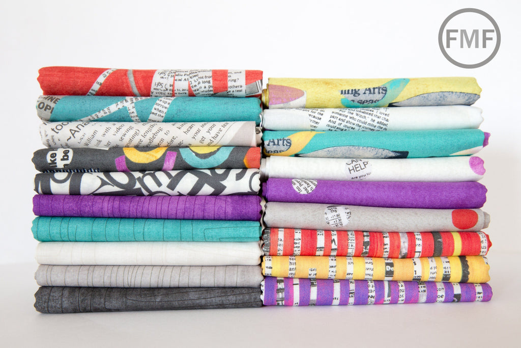 LAST PIECE Fat Quarter Collage Scratch in Putty, Carrie Bloomston, Windham Fabrics, 100% Cotton Fabric, 36531-4