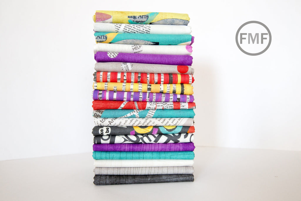 LAST PIECE Fat Quarter Collage Scratch in Putty, Carrie Bloomston, Windham Fabrics, 100% Cotton Fabric, 36531-4