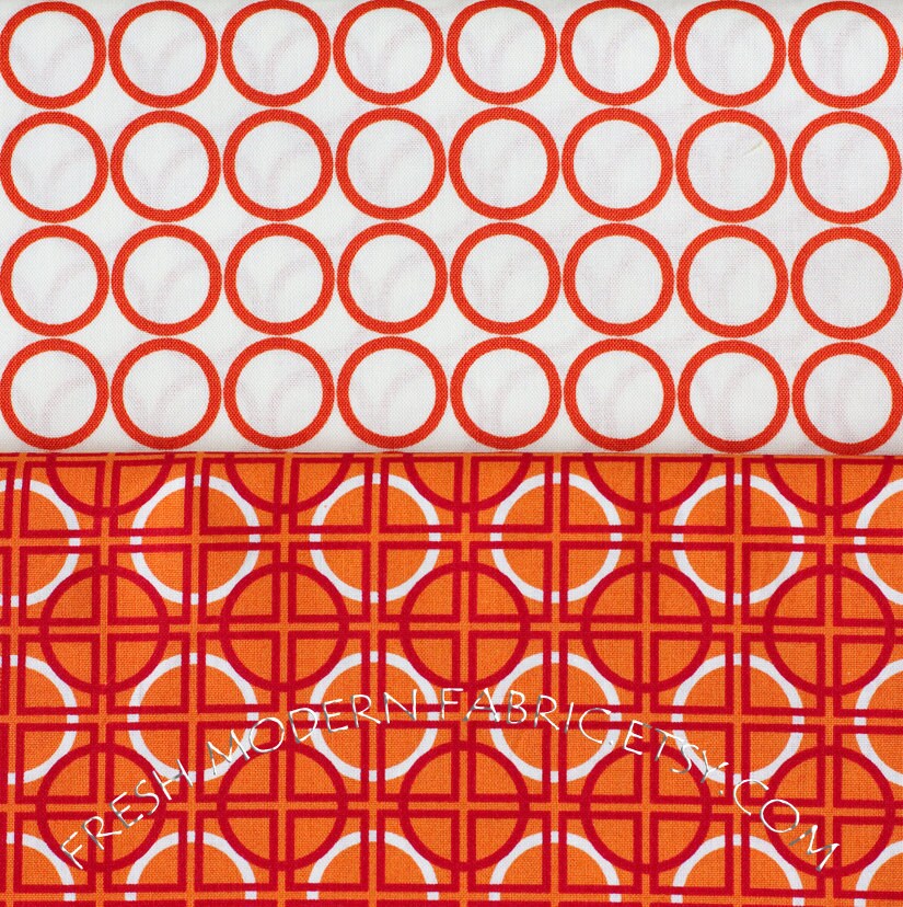 Metro Living Circles in Carrot, Robert Kaufman, 100% Cotton Fabric