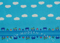Toy Poodle House Stripe in Blue, Kinkame for Clothworks, Oxford Cotton Fabric