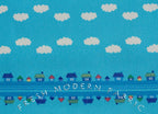 Toy Poodle House Stripe in Blue, Kinkame for Clothworks, Oxford Cotton Fabric