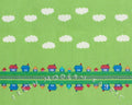 Toy Poodle House Stripe in Green, Kinkame for Clothworks, Oxford Cotton Fabric