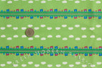 Toy Poodle House Stripe in Green, Kinkame for Clothworks, Oxford Cotton Fabric