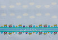 Toy Poodle House Stripe in Pale Blue, Kinkame for Clothworks, Oxford Cotton Fabric