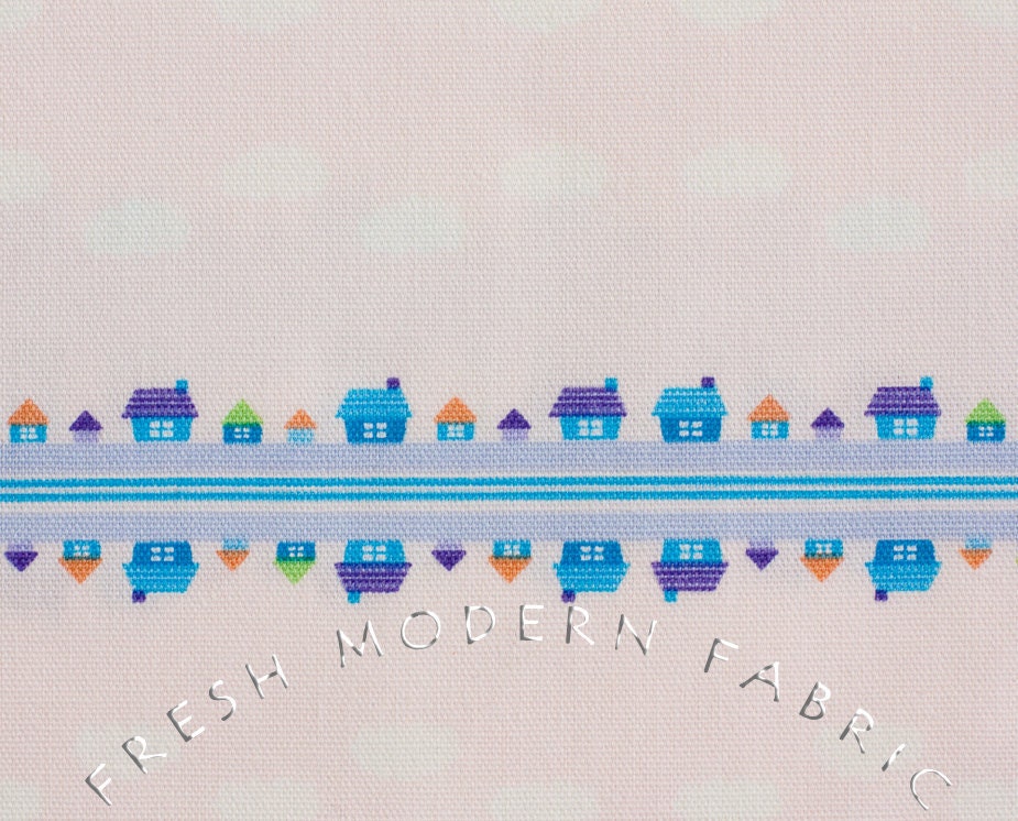 Toy Poodle House Stripe in Pale Pink, Kinkame for Clothworks, Oxford Cotton Fabric