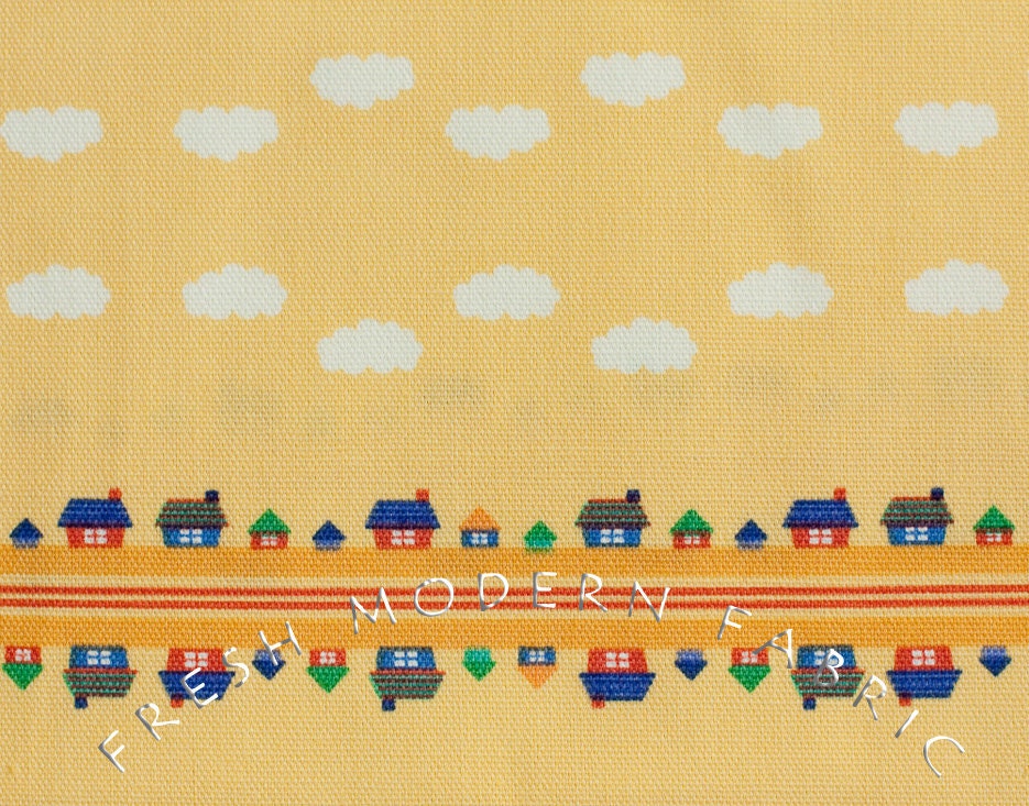 Toy Poodle House Stripe in Yellow, Kinkame for Clothworks, Oxford Cotton Fabric