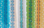 Toy Poodle House Stripe in Green, Kinkame for Clothworks, Oxford Cotton Fabric