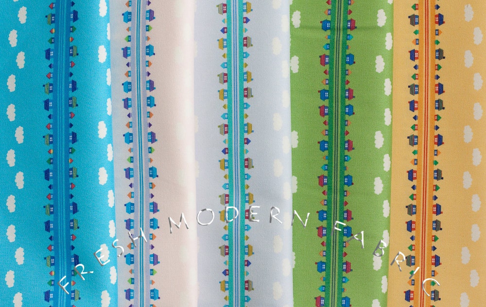 Toy Poodle House Stripe in Pale Pink, Kinkame for Clothworks, Oxford Cotton Fabric