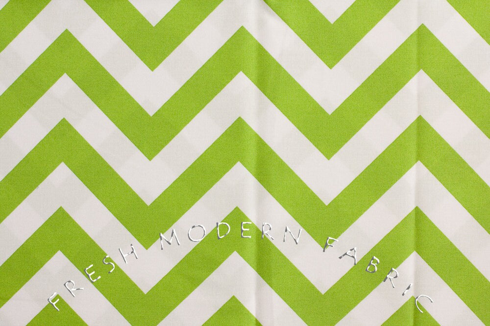 Half Moon Modern Zig Zag in Lime, Moda Fabrics, 100% Cotton Fabric, 32349-19