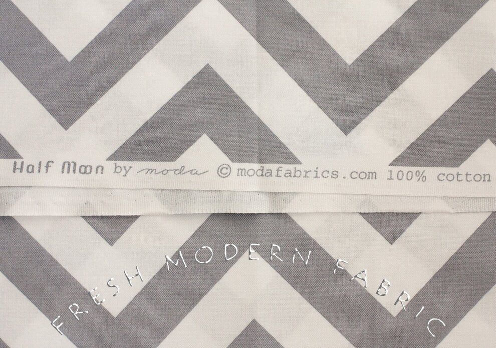 Half Moon Modern Zig Zag in Steel, Moda Fabrics, 100% Cotton Fabric, 32349-21