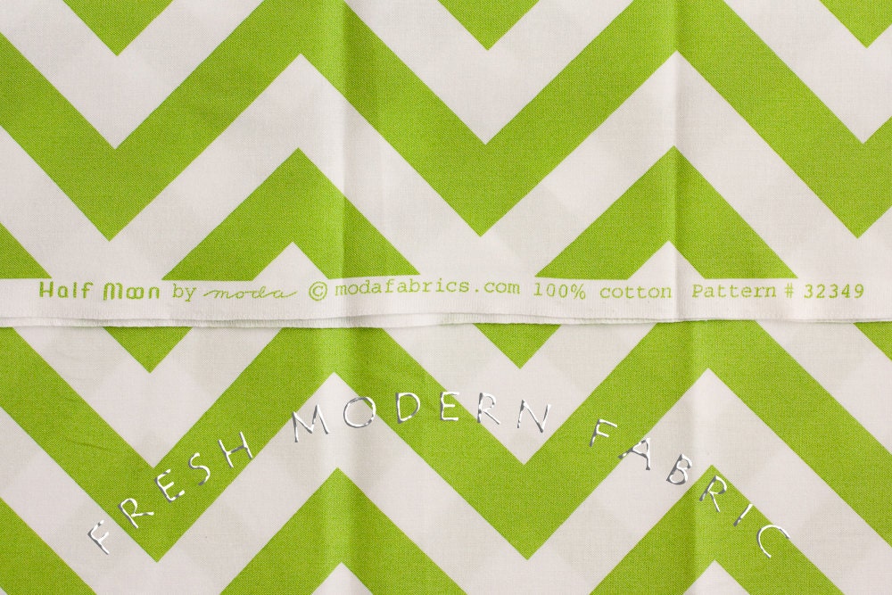 Half Moon Modern Zig Zag in Lime, Moda Fabrics, 100% Cotton Fabric, 32349-19