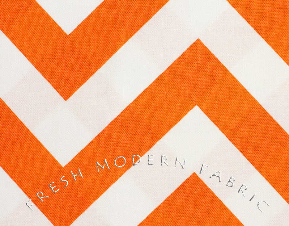 Half Moon Modern Zig Zag in Tangerine, Moda Fabrics, 100% Cotton Fabric, 32349-17