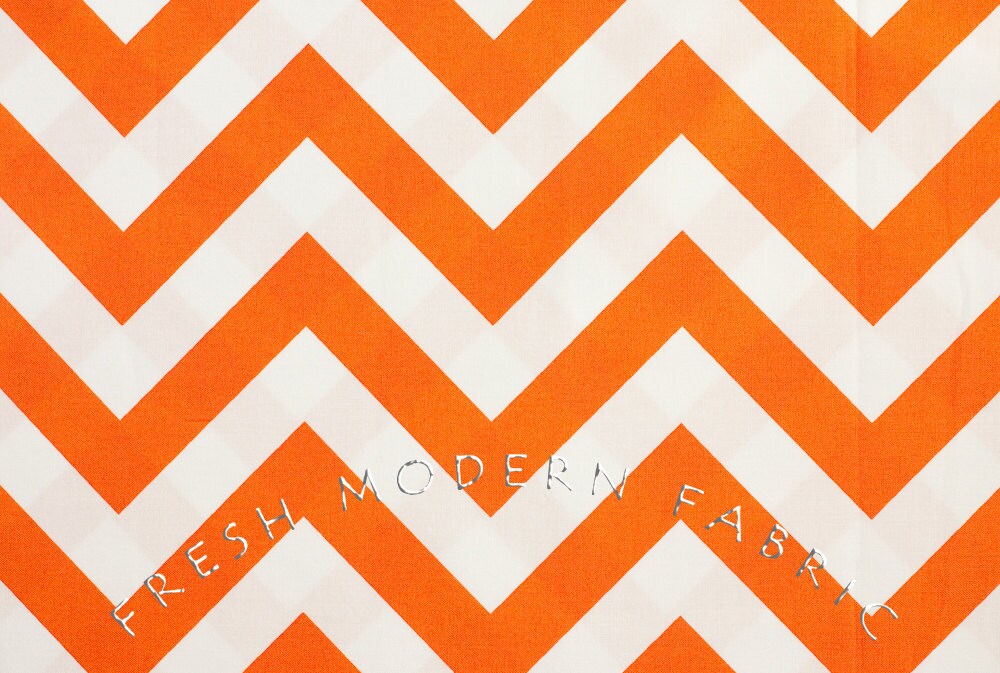 Half Moon Modern Zig Zag in Tangerine, Moda Fabrics, 100% Cotton Fabric, 32349-17