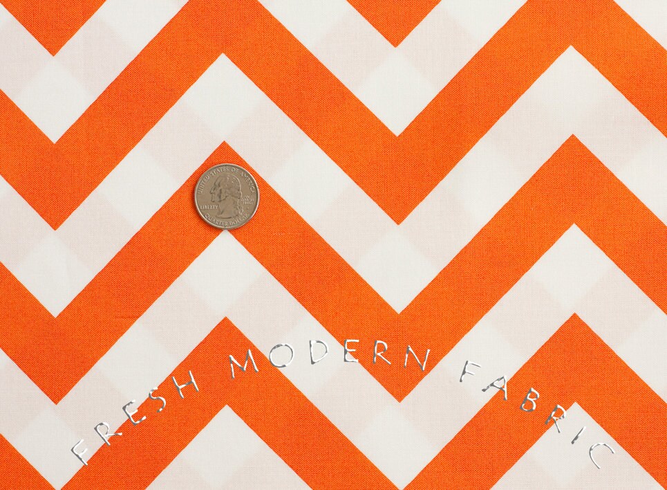 Half Moon Modern Zig Zag in Tangerine, Moda Fabrics, 100% Cotton Fabric, 32349-17