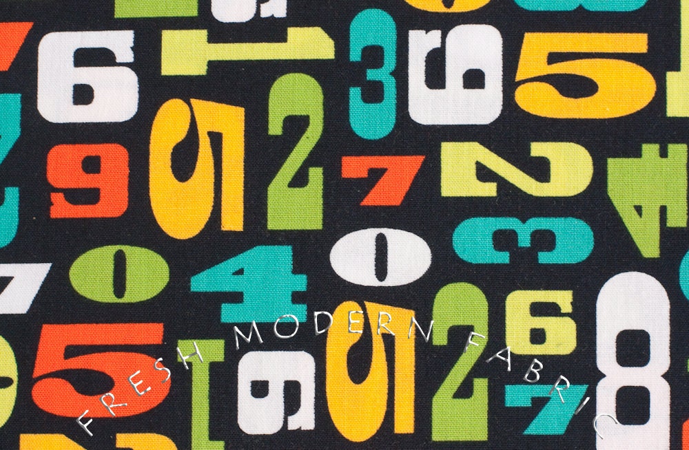 Modern Numbers in Citrus, Robin Zingone, Robert Kaufman Fabrics, 100% Cotton Fabric