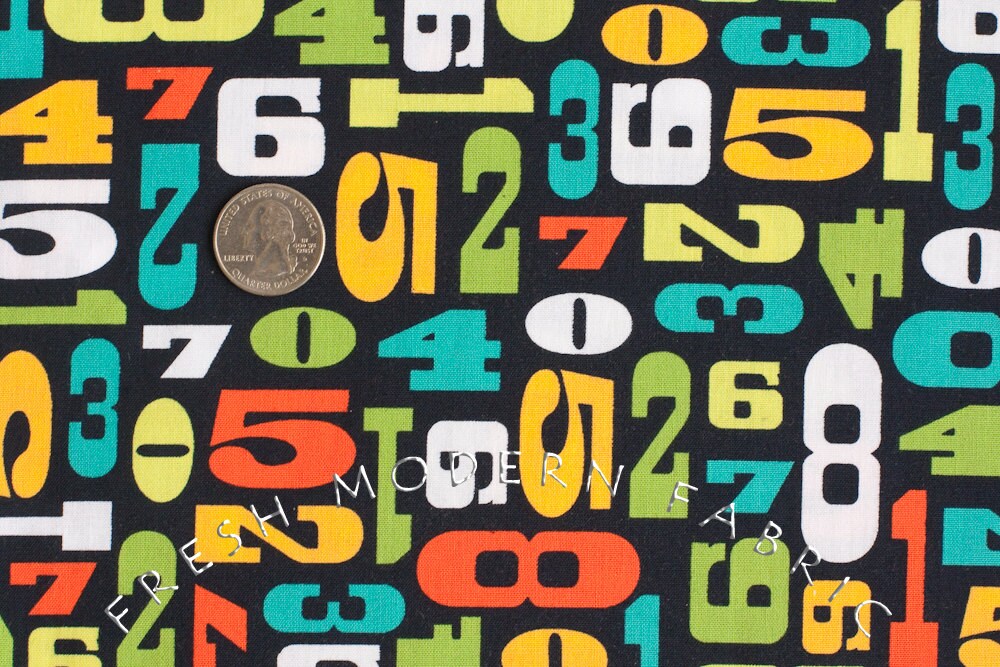 Modern Numbers in Citrus, Robin Zingone, Robert Kaufman Fabrics, 100% Cotton Fabric