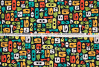 Modern Numbers in Citrus, Robin Zingone, Robert Kaufman Fabrics, 100% Cotton Fabric