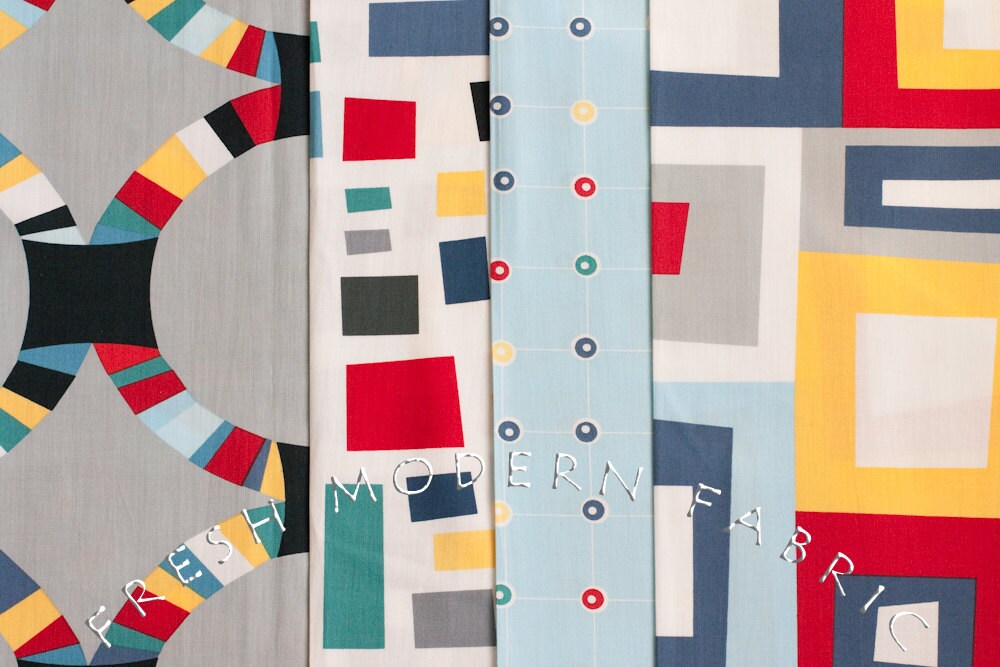Grid Dots in Pacific, Kona Modern Quilts, by Cynthia Frenette for Robert Kaufman, 100% Cotton Fabric