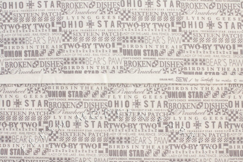 The Block in Cream and Mist, Mama Said Sew, Sweetwater, Moda Fabrics, 100% Cotton Fabric