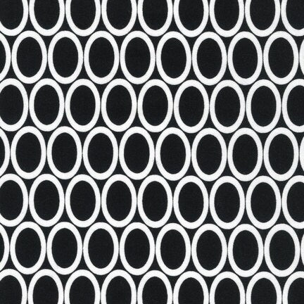 Remix Ovals in Black, Ann Kelle for Robert Kaufman Fabrics, 100% Cotton Fabric