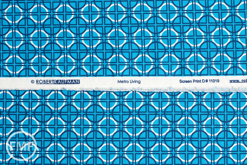 Circle Quadrant in Turquoise, Metro Living, Robert Kaufman, 100% Cotton Fabric, EIP-11019-81 TURQUOISE
