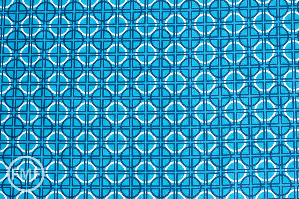 Circle Quadrant in Turquoise, Metro Living, Robert Kaufman, 100% Cotton Fabric, EIP-11019-81 TURQUOISE