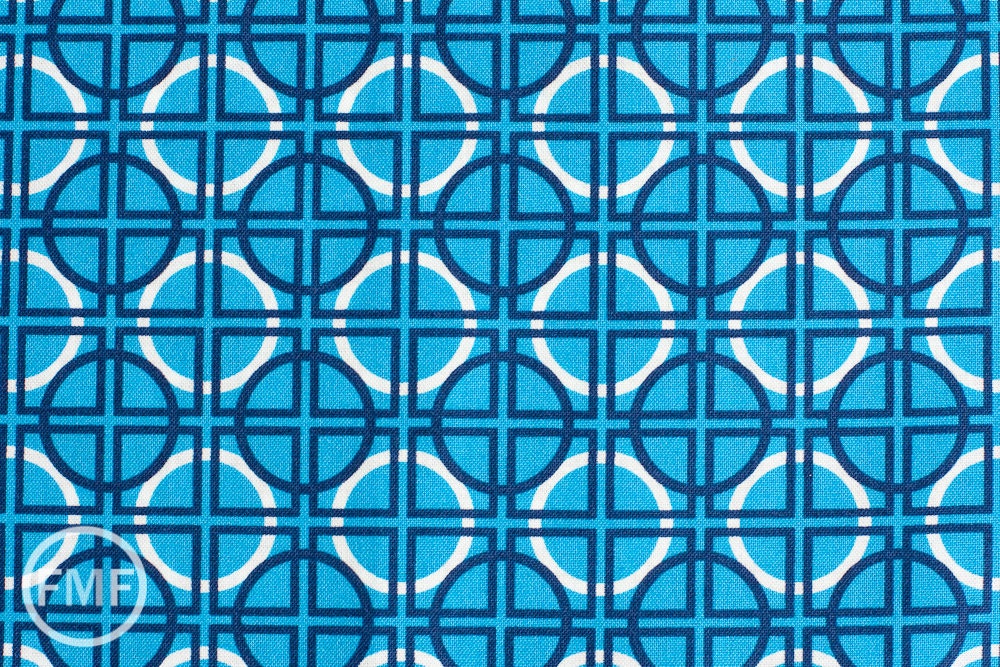 Circle Quadrant in Turquoise, Metro Living, Robert Kaufman, 100% Cotton Fabric, EIP-11019-81 TURQUOISE