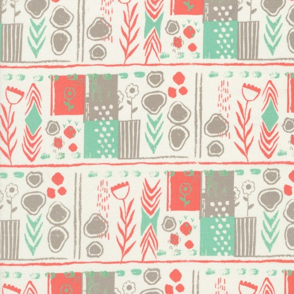 August Mezzanine in Coral, Sarah Watts, Cotton+Steel, RJR Fabrics, 100% Cotton Fabric, 2000-001