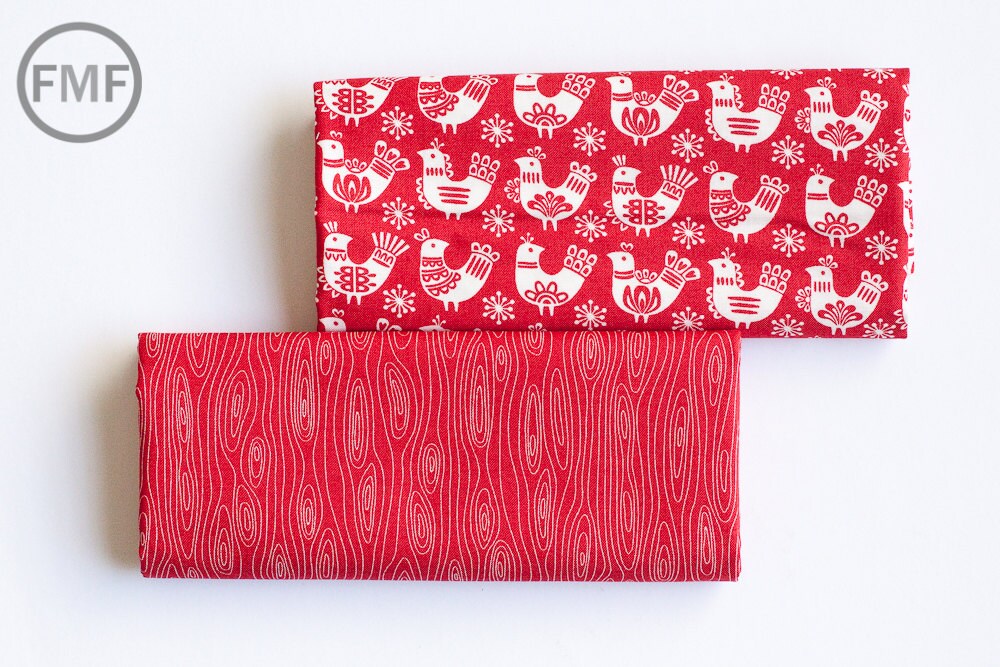 Folk Art Holiday Woodgrain in Red, Gina Martin, 100% Cotton, Moda Fabrics, 10024 11