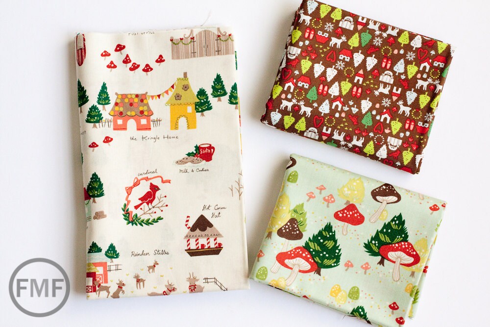 North Pole Ditsy in Chocolate Brown, Alexander Henry Christmas Time, 100% Cotton, 7939A