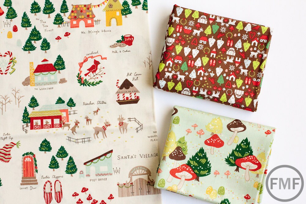 North Pole Ditsy in Chocolate Brown, Alexander Henry Christmas Time, 100% Cotton, 7939A