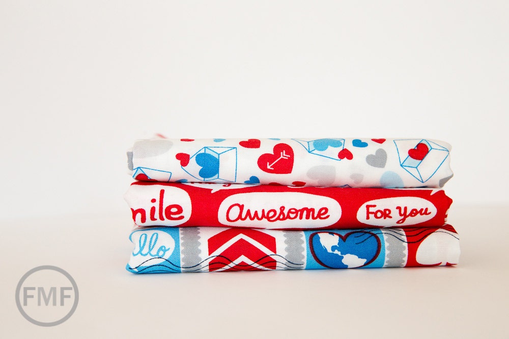 Airmail Postage in PO Box Grey, Eric and Julie Comstock, Moda Fabrics, 100% Cotton Fabric, 37100 14