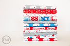 Airmail On Track in Cloud White, Eric and Julie Comstock, Moda Fabrics, 100% Cotton Fabric, 37105 11