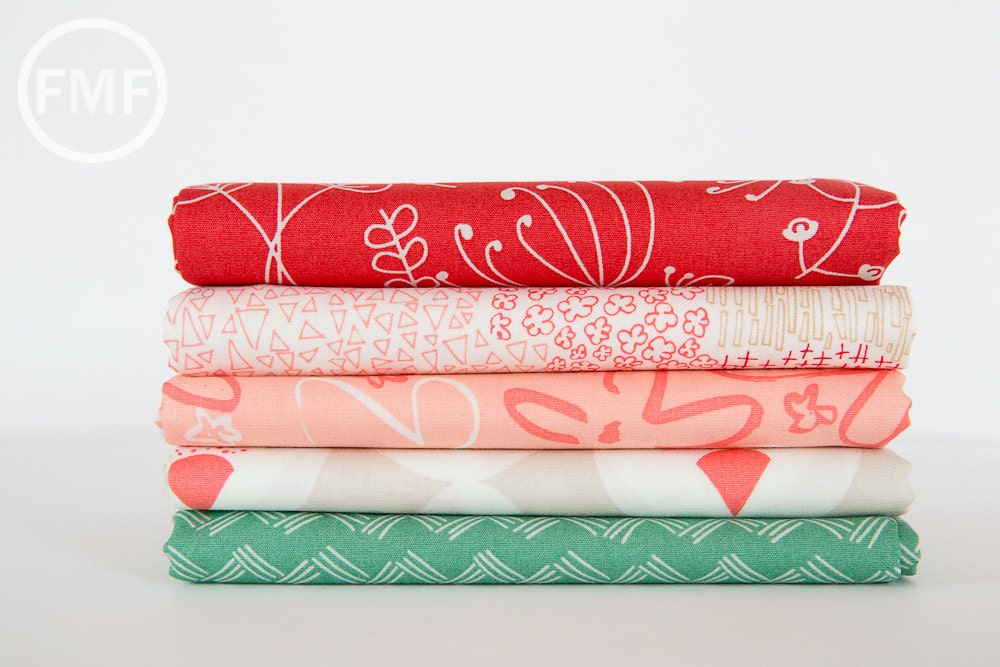 Happy Home Half Yard Bundle, 5 Pieces, Caroline Hulse, Art Gallery Fabrics, 100% Cotton Fabric, HAH