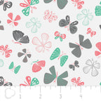 Kitten's Meow Butterflies in White, Heather Rosas, 100% Cotton, Camelot Fabrics, 6141403 1