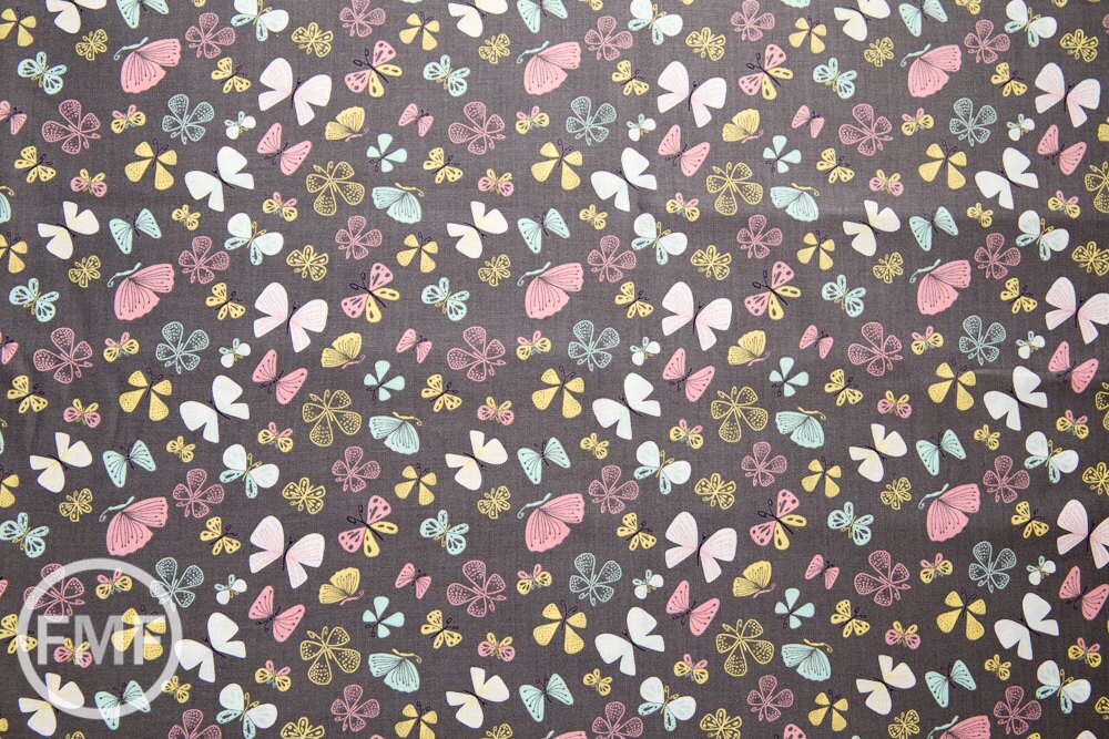 Kitten's Meow Butterflies in Iron, Heather Rosas, 100% Cotton, Camelot Fabrics, 6141403 3