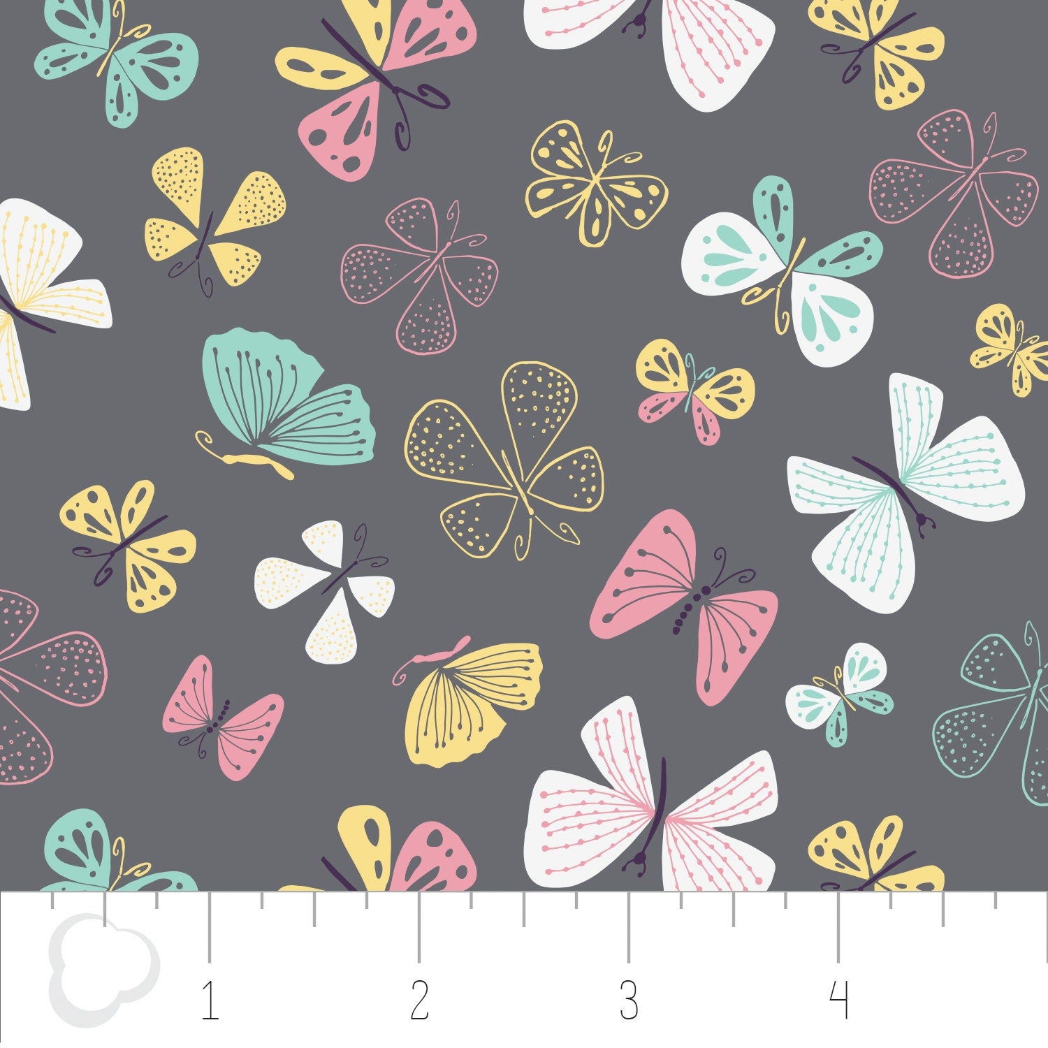 Kitten's Meow Butterflies in Iron, Heather Rosas, 100% Cotton, Camelot Fabrics, 6141403 3