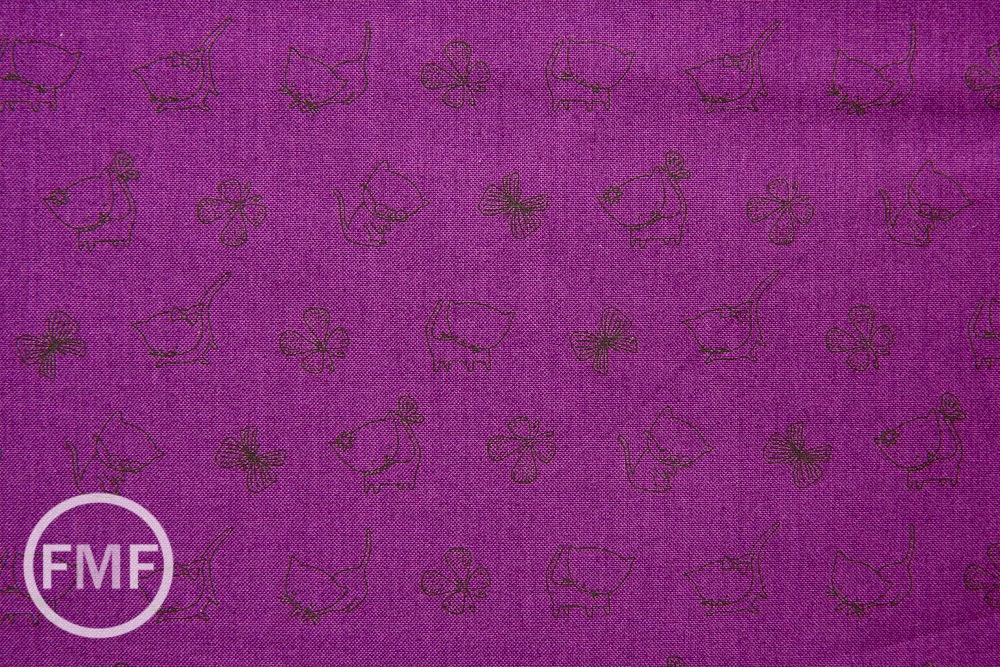 Kitten's Meow Kitties in Amethyst, Heather Rosas, 100% Cotton, Camelot Fabrics, 6141405 2