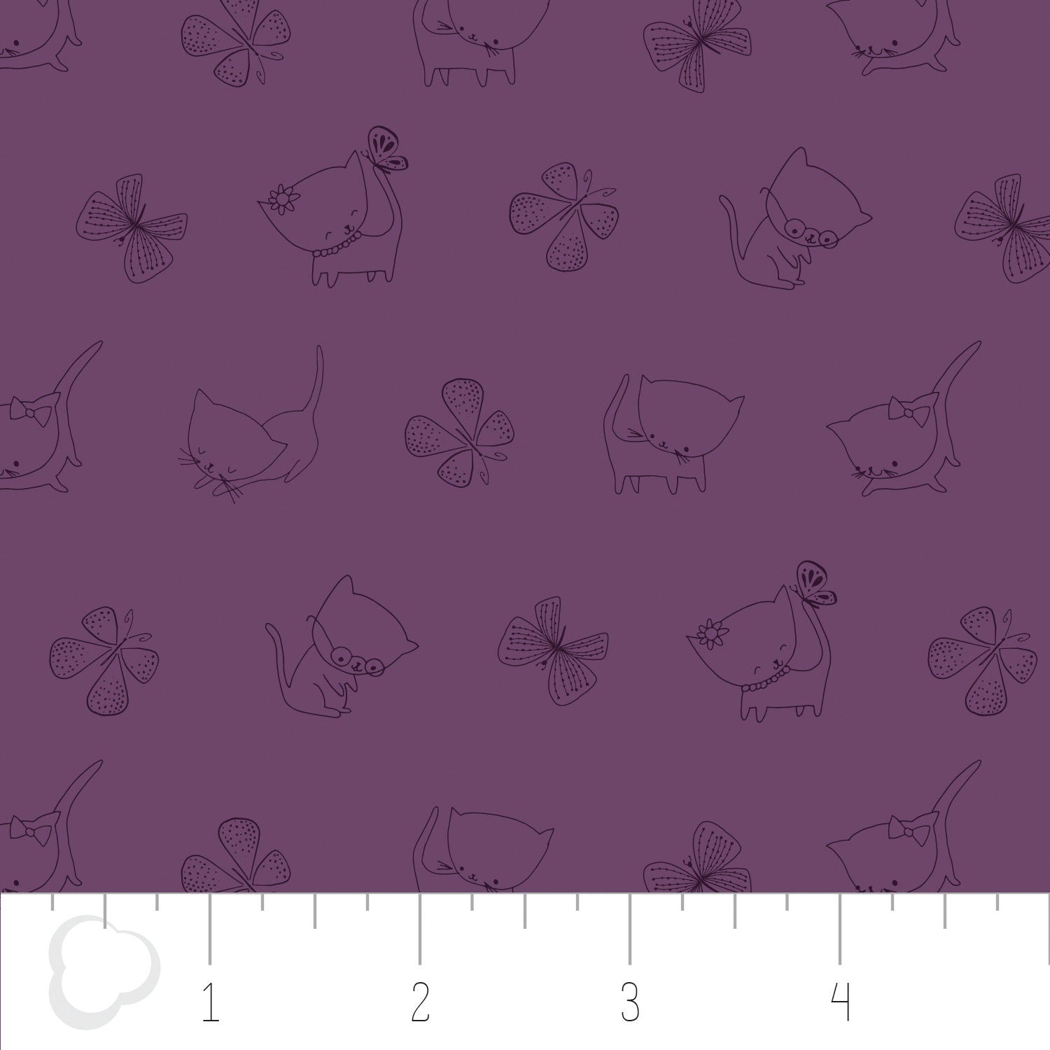 Kitten's Meow Kitties in Amethyst, Heather Rosas, 100% Cotton, Camelot Fabrics, 6141405 2